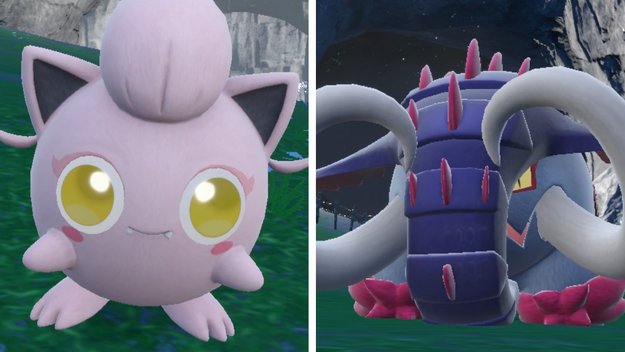 Brüllschweif und Riesenzahn sind zwei Paradox-Pokémon aus Pokémon Karmesin. (Quelle: Screenshot spieletipps)
