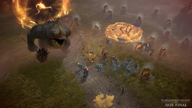 In der Open World von Diabvlo 4 könnt ihr gemeinsam mit anderen Spielern gegen gigantische Weltbosse kämpfen. (Bildquelle: Blizzard Entertainment)