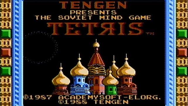 Die Tengen-Version trägt den Untertitel "The Soviet Mind Game". Die russische Herkunft von Tetris ist von Anfang an ein Werbeknüller.