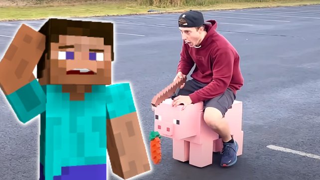 Bei diesem Minecraft-Experiment staunt selbst Steve nicht schlecht. Bild: Mojang, YouTube/Electo.