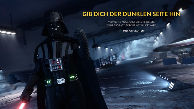 Schöne Idee: Während der Installation dürft ihr schon mal mit Darth Vader Rebellen niederstrecken.