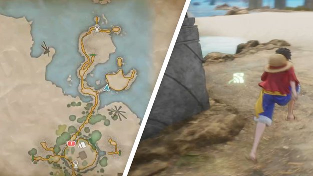 Sanjis erstes Würfelfragment findet ihr hinter dem Pfeiler, der euch ins kreisförmige Binnenmeer führt. (Bildquelle: Screenshot spieletipps)