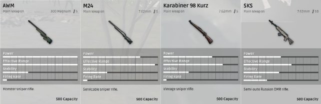 Die Scharfschützengewehre.