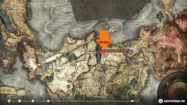 Auf der Karte seht ihr den Fundort von Handbuch 3 des nomadischen Kriegers. (Quelle: Screenshot spieletipps)