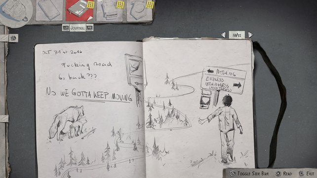 Sean ist ein begabter Zeichner. Er verarbeitet seine Emotionen im Spiel durch die bildnerische Erfassung wichtiger Momente.
