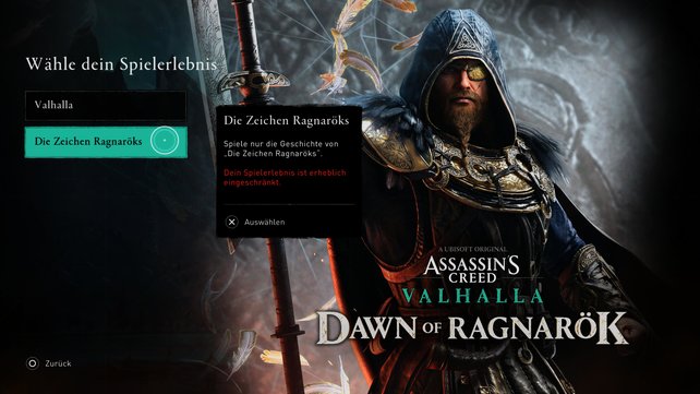 Ihr könnt den DLC "Die Zeichen Ragnaröks" auch spielen, wenn ihr noch keinen Spielstand habt, indem ihr einen neuen erstellt.