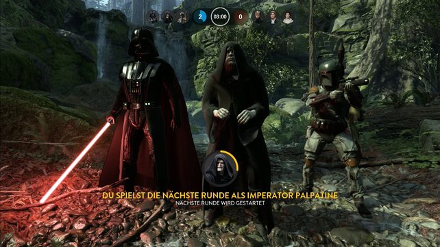 Die Schurken Darth Vader, Imperator Palpatine und Boba Fett