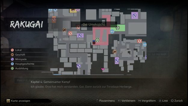 Sucht den rosa markierten Bereich in Ost Umekojicho in Rakugai auf, um William Bradley zu finden. (Quelle: Screenshot spieletipps.de)