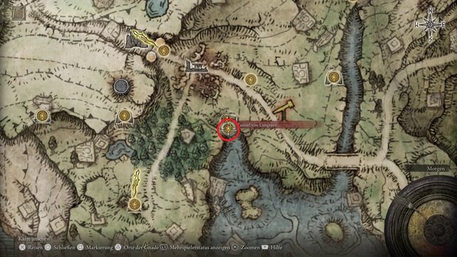 Die Karte zeigt euch den Fundort des Tunnels von Limgrave in Elden Ring. (Quelle: Screenshot spieletipps)