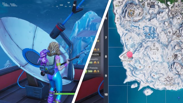Besucht Frosty Flights und tanzt auf dem Flugkontrollturm, um die Herausforderung abzuschließen.