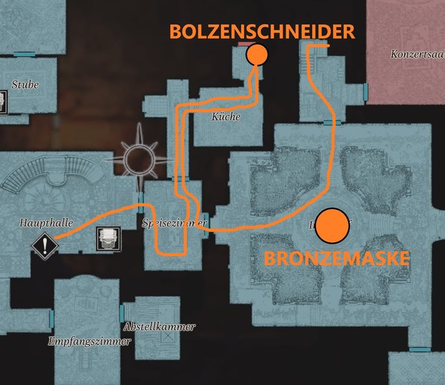 Folgt zunächst diesem Weg durch das Schloss (Quelle: Screenshot spieletipps).