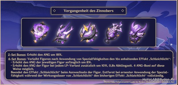 Vergangenheit des Zinnobers ist das optimale Set für Xiao. (Quelle: Screenshot spieltipps.de)