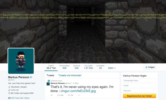 Auf Twitter findet ihr unter anderm auch den Minecraft-Erfinder Markus Persson.