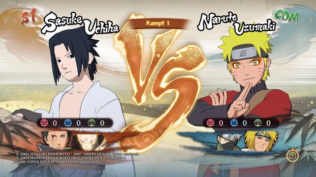 Sasuke gg. Naruto: Eure Hilfscharaktere werden per Knopfdruck zum aktiven Kämpfer in der Arena.