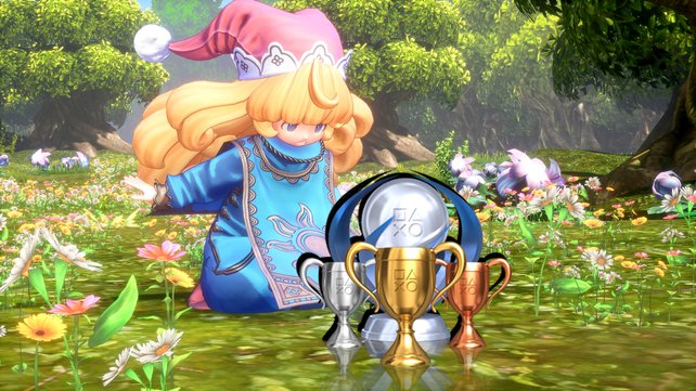 Auch Charlotte freut sich über jede Trophäe in Trials of Mana.