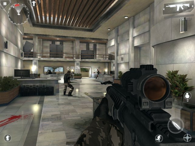 Dicke Wummen, großartige Grafikulissen, dumme Gegner: Modern Combat 4 liefert feinste Ego-Action.
