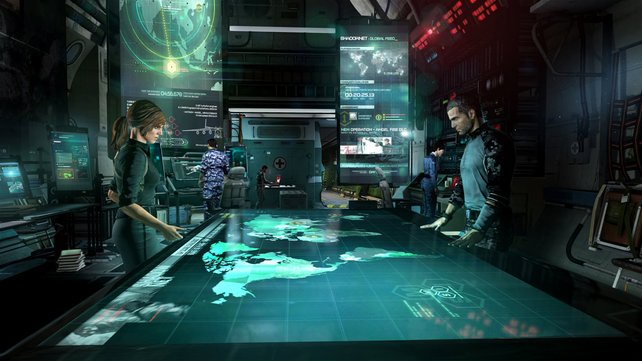 Per futuristisch inszeniertem "SMI" (Strategic Mission Interface) planen Sam und Grim den nächsten Einsatz der Fourth-Echelon-Einheit.