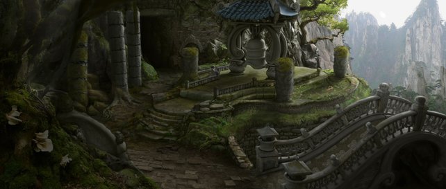 Landschaft und Architektur sind asiatisch geprägt.