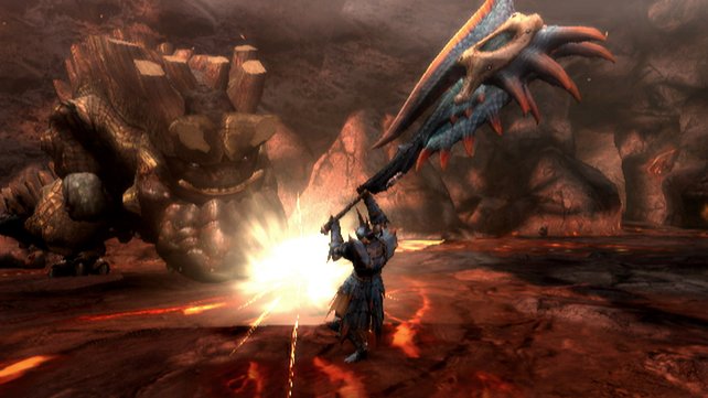 Egal wie groß eure Waffe in Monster Hunter Tri ist: Die Gegner sind größer.