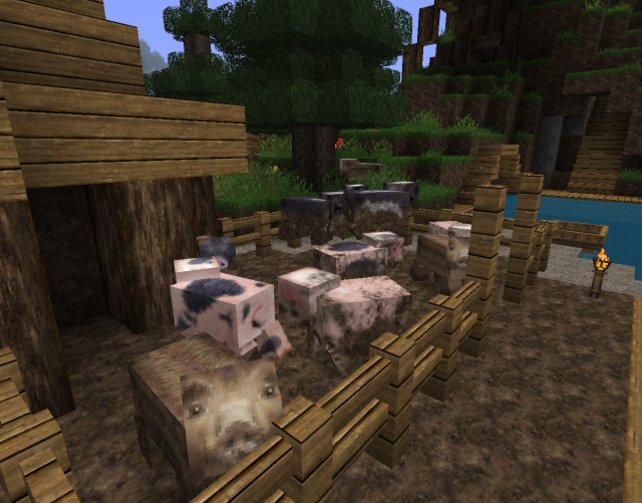 Schweinchen Dick: Mit Mida's Realistic Texture Pack kann man manches Tier viel besser erkennen.