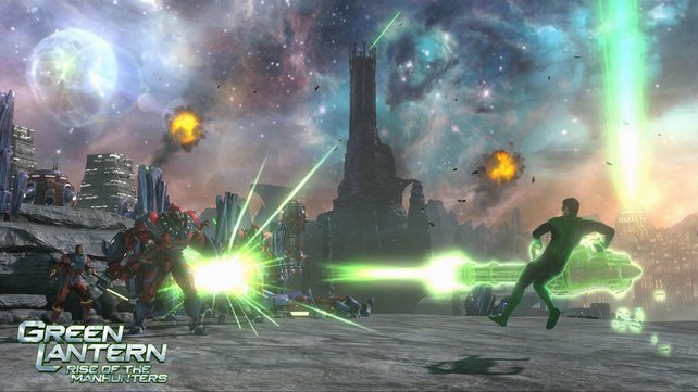 Green Lantern kann mit Hilfe seines Ringes und seiner Vorstellungskraft fast alle Waffen "beschwören".