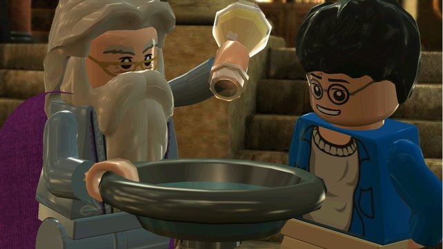 Lego-Harry und Lego-Dumbledore hecken etwas aus.