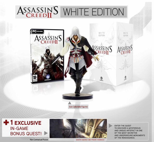 Die White-Edition zu Assassin's Creed 2 ist streng limitiert, die Black-Ausgabe in größeren Stückzahlen verfügbar.