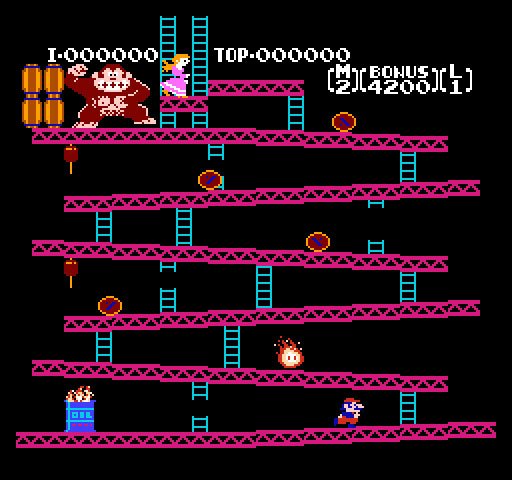 Der noch namenlose Mario feiert seine Premiere auf dem Donkey-Kong-Automaten.
