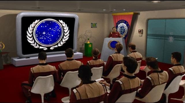 Einsatzbesprechung durch Captain Sulu (Star Trek: Starfleet Academy)
