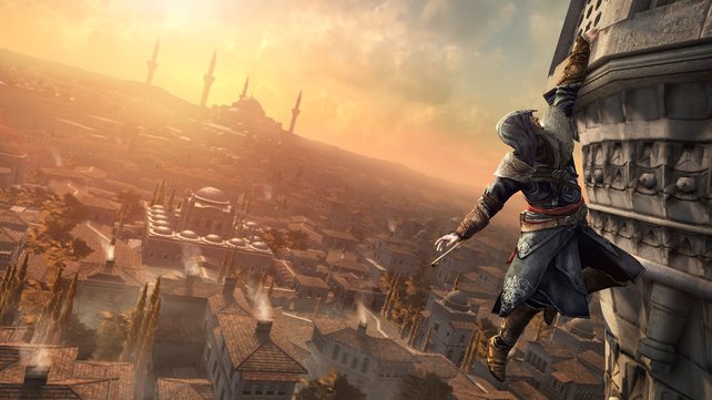 Ezio erklimmt in Assassin's Creed - Revelations luftige Höhen.