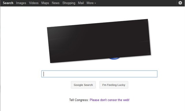 Amerikanische Nutzer von Google sehen am 18. Januar 2012 eine zensierte Suchmaschinen-Seite.