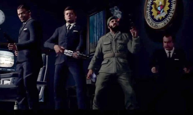 Prominenz im ersten Black Ops (von links): McNamara, Kennedy, Castro und Nixon.