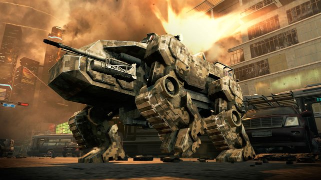 Beine statten Ketten: Dieses Ungetüm erinnert stark an Metal-Gear-Kampfmaschinen.