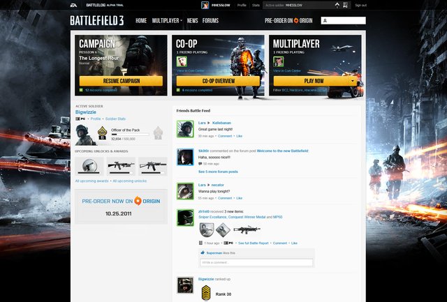 Im Battlelog verwaltet ihr euer Profil.