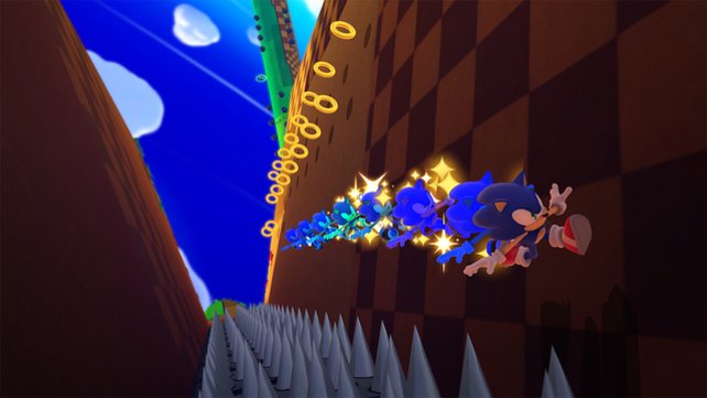 Auch an Wänden läuft Sonic flink entlang.