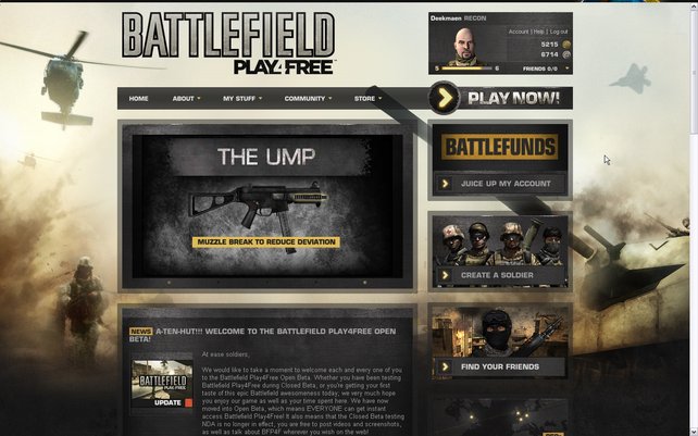 Über die Website erstellt ihr eure Soldaten und ladet den Spielclienten herunter - kostenlos.
