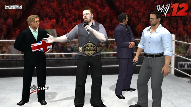 Der keltische Krieger Sheamus spricht zum Publikum.