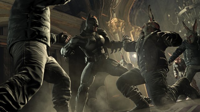 Batman gibt selbst diesen Schlägern mit Hasenmaske eins hinter die Löffel.