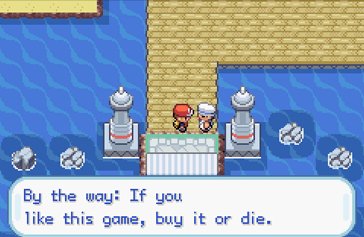 Versteckte Hinweise für Emulator-Nutzer in einem Pokémon-Spiel.