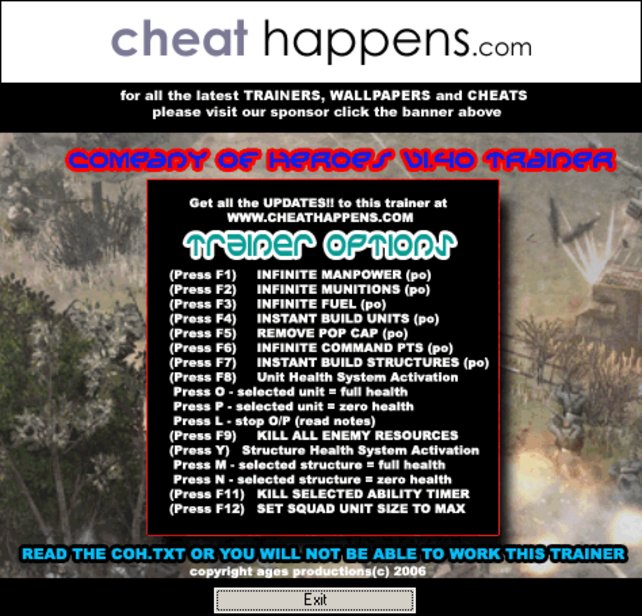 company of heroes cheats ressourcen