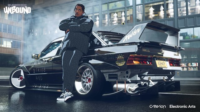 A$AP Rocky vor seinem Mercedes 190E. (Bildquelle: EA)