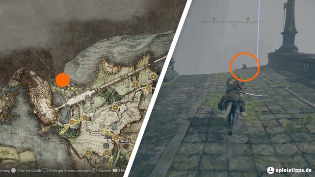 Auf der Karte seht ihr den Fundort von Handbuch 7 des nomadischen Kriegers. (Quelle: Screenshot spieletipps)