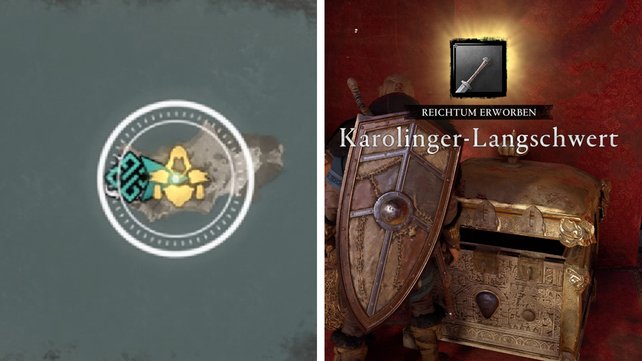 An diesem Symbol erkennt ihr, ob sich eine Waffe bzw. Rüstungsteil hinter dem Reichtum verbirgt.