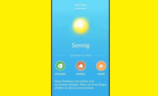 Bei sonnigem Wetter würden Pflanzen-, Boden- und Feuer-Pokémon von den oben genannten Vorteilen profitieren.