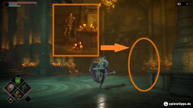 Ihr werdet Mephistopheles auf der ersten Etage im Nexus finden, die ihr über die hintere Treppe erreicht.