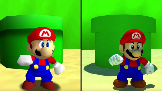 Vergesst die alte Pixel-Optik. Super Mario 64 sieht dank Fans auf dem PC super aus. Bildquelle: Digital Foundry/ Nintendo
