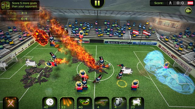 Wenn Kühe über den brennenden Rasen rennen: FootLOL ist ein launiger Strateige-Fußball-Mix.