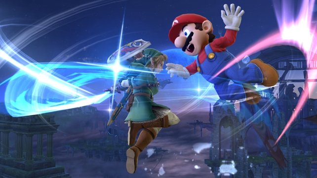 Mario gegen Link. Zwei Nintendo-Helden sind hier nicht gut aufeinander zu sprechen.