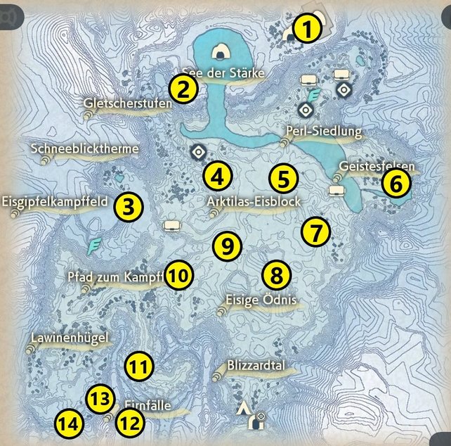 Die Karte zeigt euch die Fundorte der Elite-Pokémon im Weißen Frostland.