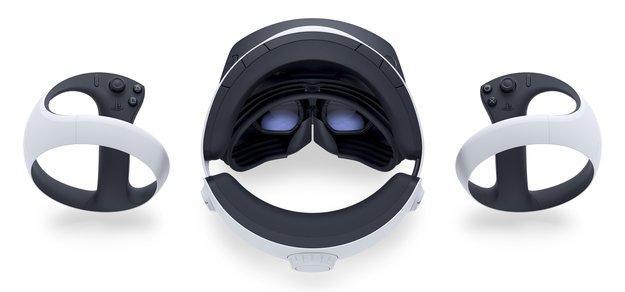 So sieht die PS VR2 von innen aus, zudem sehr ihr die beiden neuen Controller. (Bildquelle: Sony PlayStation)